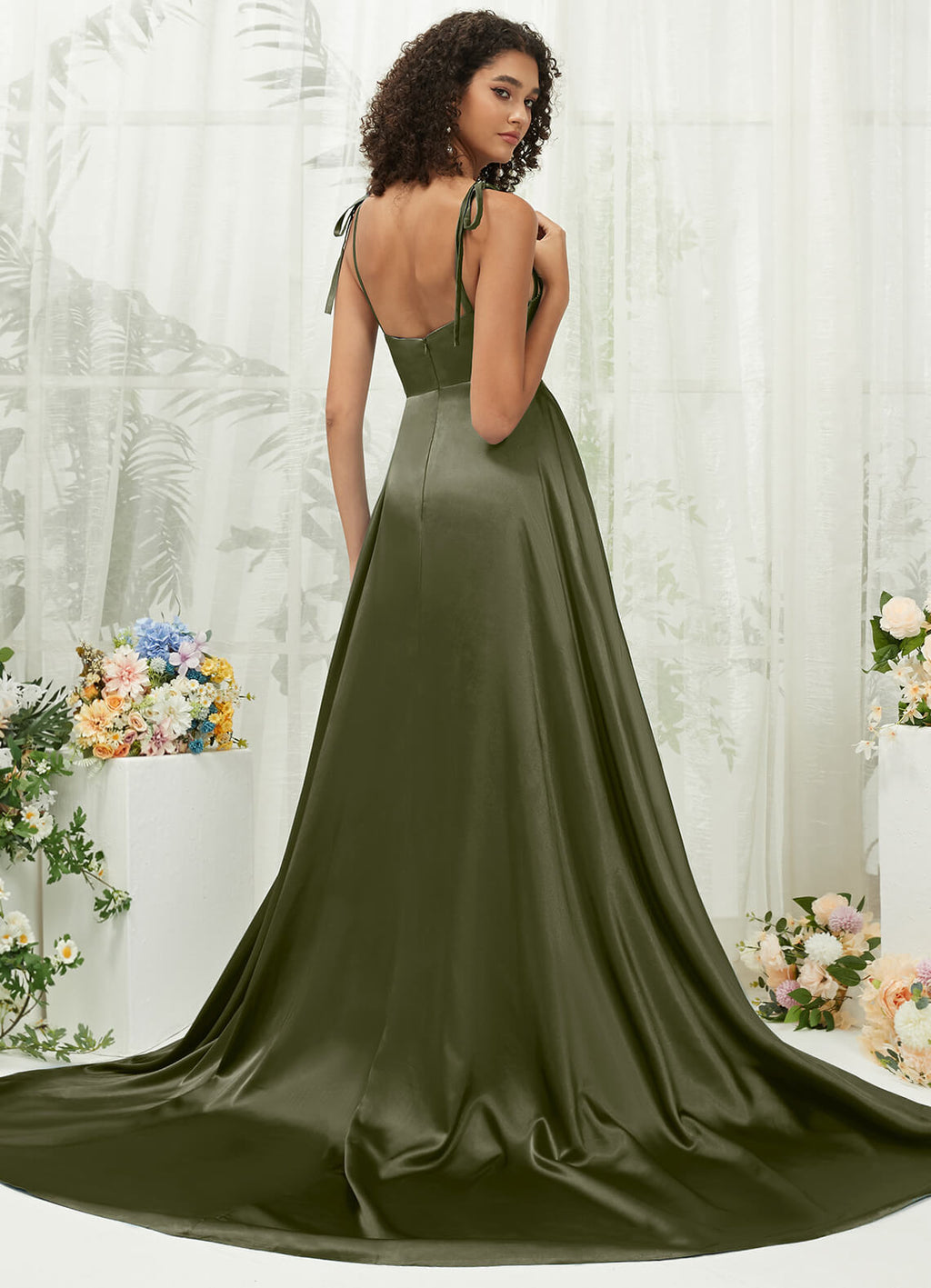 NZBridal Satin bridesmaid dresses XC30113 Juliet Olive Green a