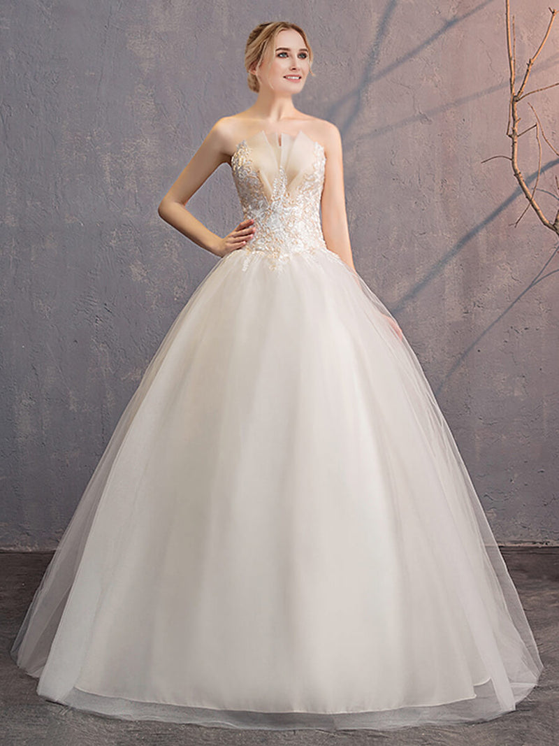 Tulip Tulle Sleeveless Elegant Bridal Gown