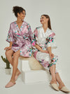 Floral Silk Bridal Party Robes Bridesmaid Robes Midi&Tea Length