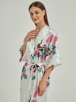 Floral Silk Bridal Party Long  Robes Bridesmaid Robes 18 Colors In
