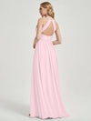 Blush Halter Pleated Keyhole Back Chiffon Bridesmaid Dress - Mackenzie