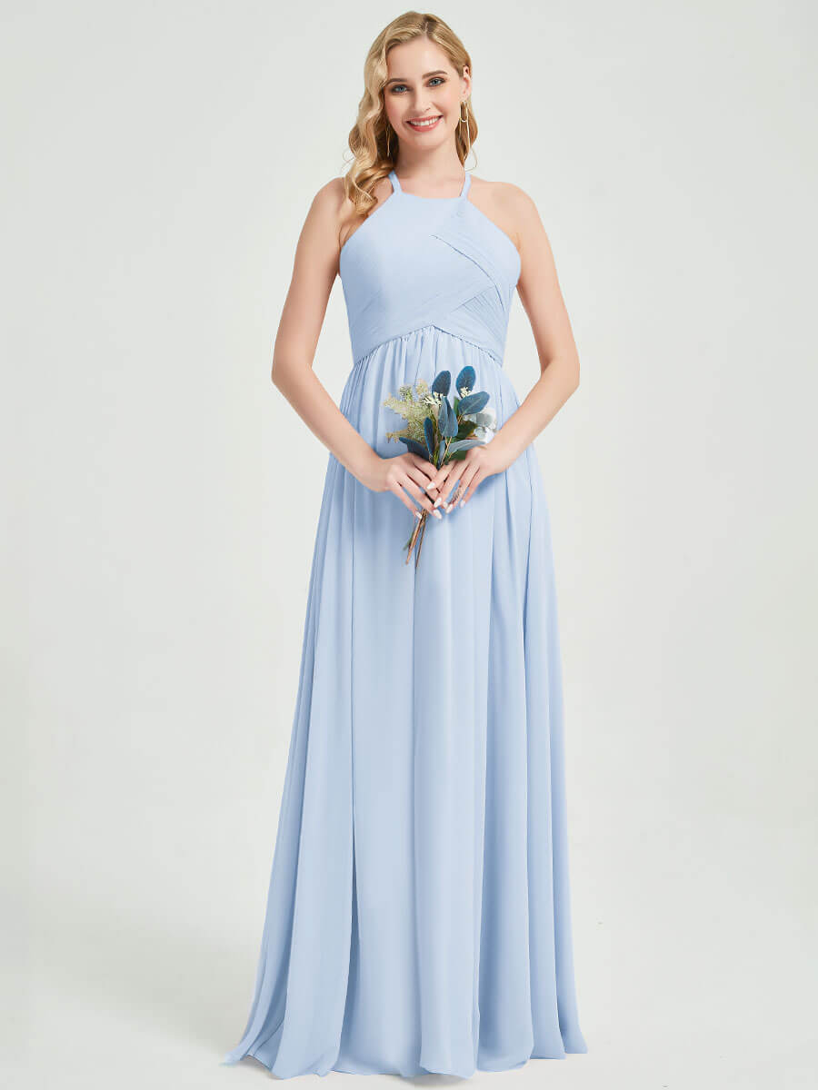 Floor length chiffon fabric Bridesmaid Dress