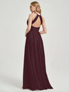 Cabernet Halter Pleated Keyhole Back Chiffon Bridesmaid Dress - Mackenzie