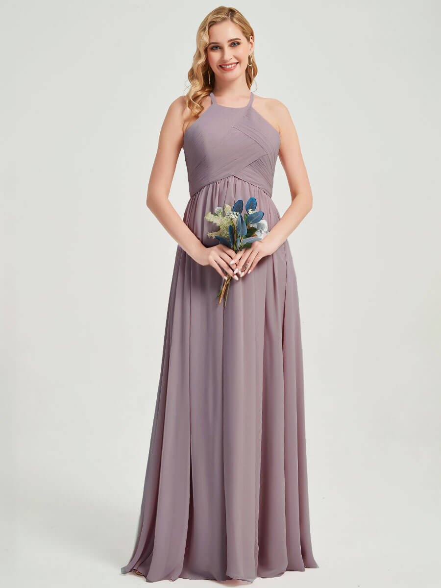 Floor length chiffon fabric Bridesmaid Dress