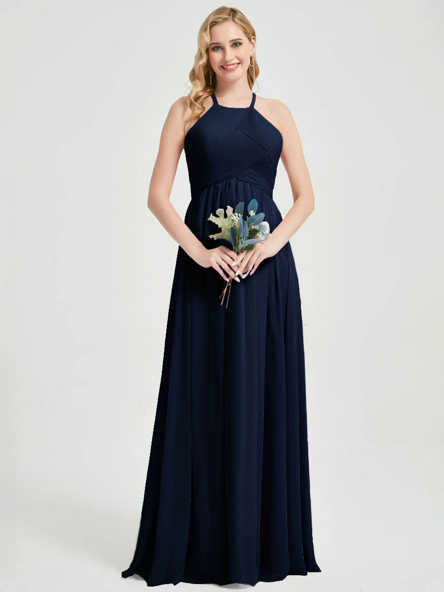 Floor length chiffon fabric Bridesmaid Dress