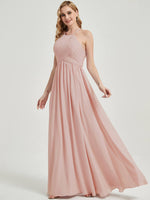 Cross-pleated halter neck and back closure Bridesmaid Dress