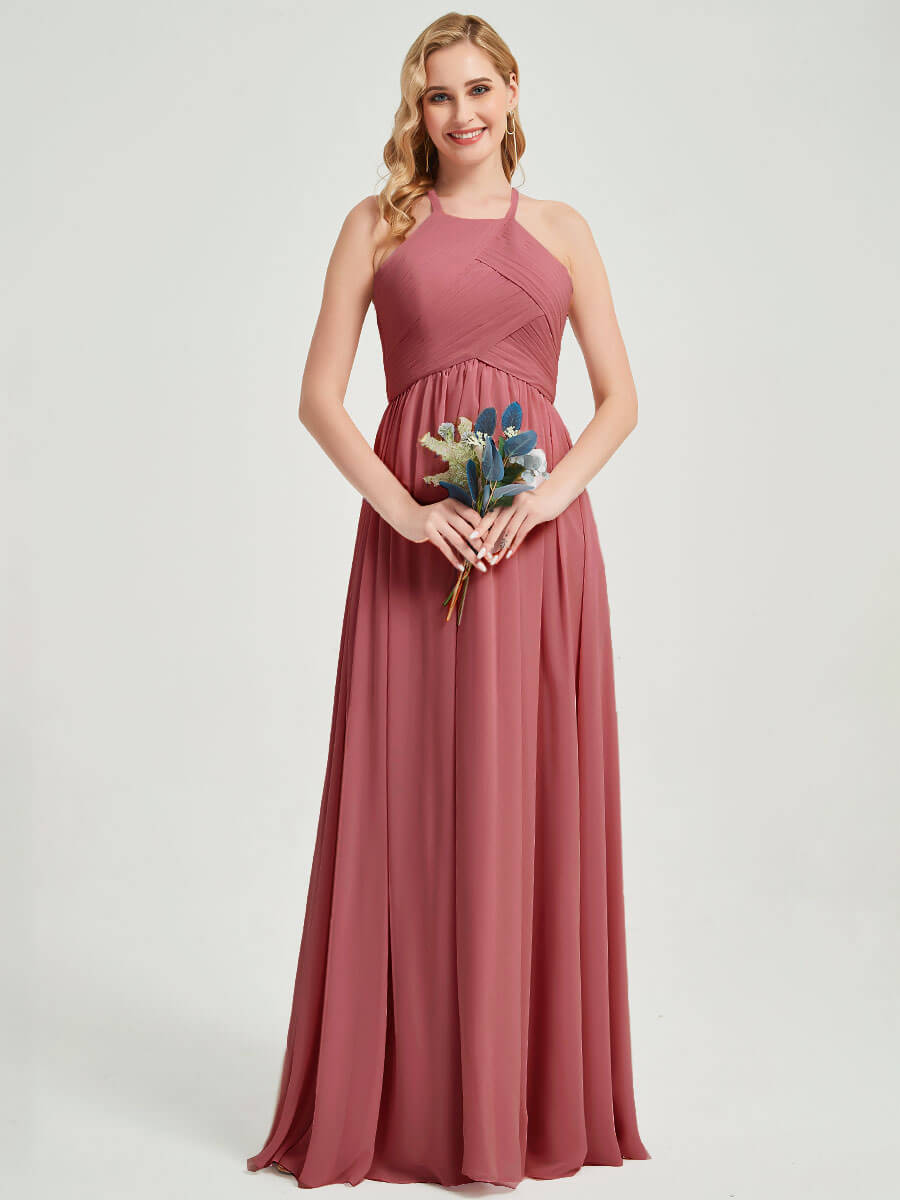 Floor length chiffon fabric Bridesmaid Dress