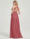 Floor Length Halter Pleated Keyhole Back Chiffon Bridesmaid Dress - Mackenzie