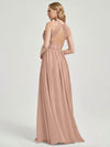 English Rose Halter Pleated Keyhole Back Chiffon Bridesmaid Dress - Mackenzie