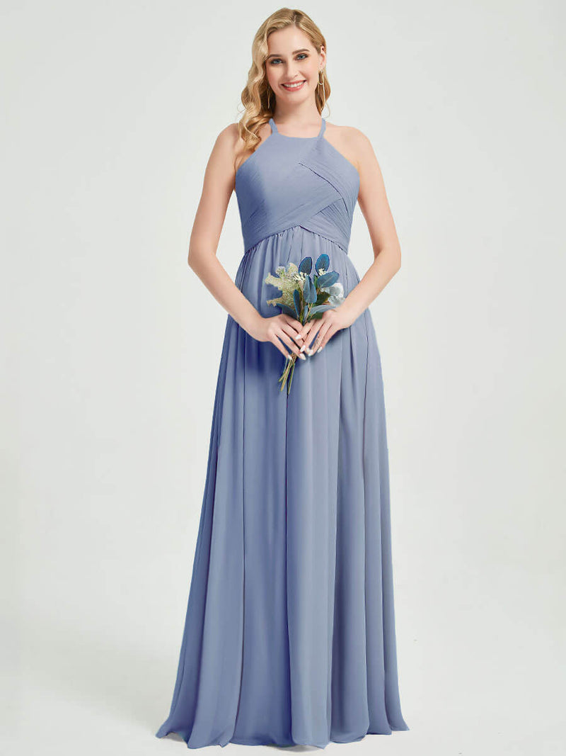 Floor length chiffon fabric Bridesmaid Dress