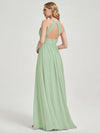 Sage Green Halter Pleated Keyhole Back Chiffon Bridesmaid Dress - Mackenzie