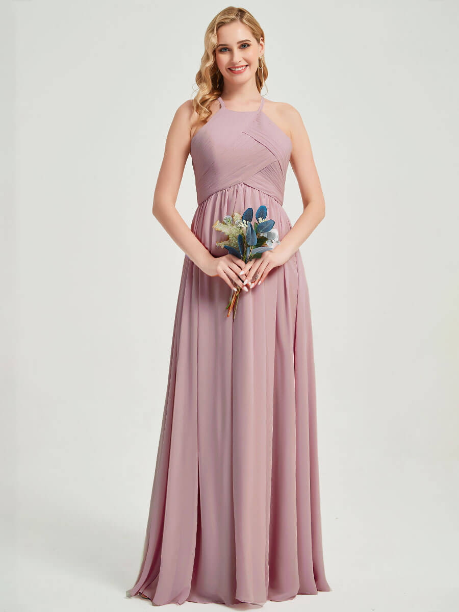 Floor length chiffon fabric Bridesmaid Dress