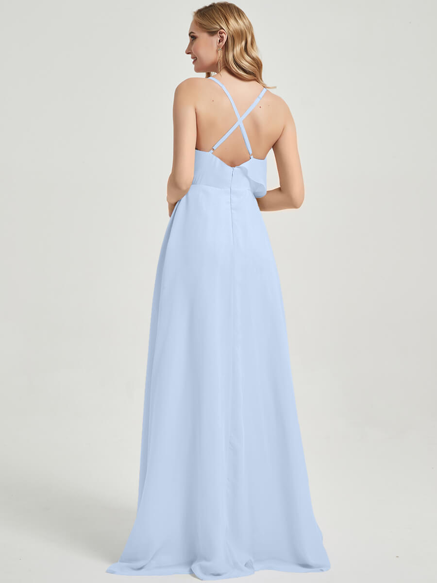 Floor length chiffon fabric Bridesmaid Dress