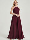 Halter Pleated Keyhole Back Chiffon Bridesmaid Dress