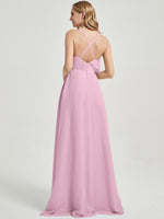 Floor length A-line silhouette and chiffon Fabric Bridesmaid Dress