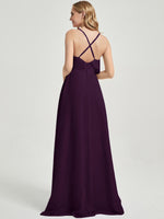 Floor length A-line silhouette and chiffon Fabric Bridesmaid Dress