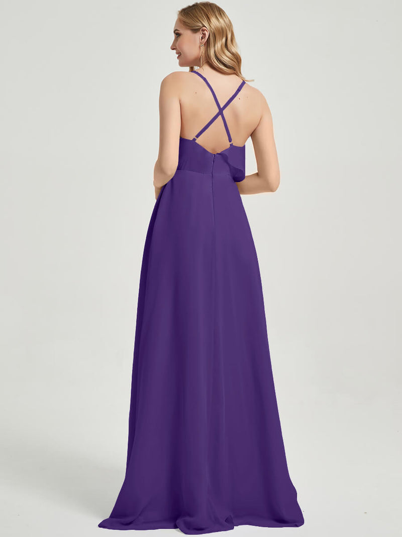 Floor length A-line silhouette and chiffon Fabric Bridesmaid Dress