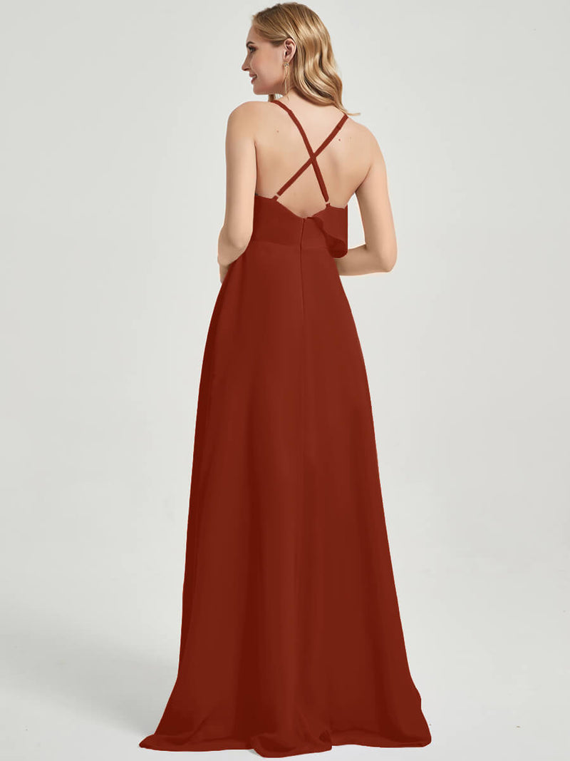 Rusty Red Chiffon Bridesmaid Dress Paloma