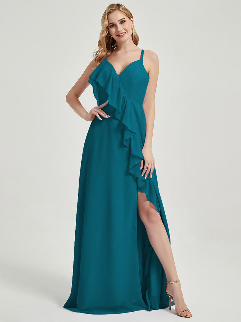 Teal Chiffon Bridesmaid Dress - Paloma