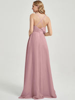 Floor length A-line silhouette and chiffon Fabric Bridesmaid Dress