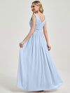 Cornflower Blue V Neckline Empire Pleated Chiffon Bridesmaid Dress - Zoe