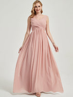 Pale Rose Empire Sleeveless Pleated Chiffon Maxi Bridesmaid Dress