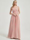 Pearl Pink Empire Sleeveless Pleated Chiffon Maxi Bridesmaid Dress