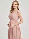 English Rose V-Neck Sleeveless Maxi Chiffon Empire Bridesmaid Dress