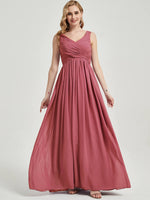 Floor length V neckline chiffon Bridesmaid Dress Zoe