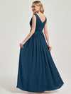 Ink Blue Empire V-Neck Sleeveless Floor Length Chiffon Bridesmaid Dress