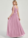 Mauve V Neckline Empire Pleated Chiffon Bridesmaid Dress - Zoe