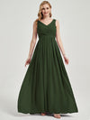 Olive V Neckline Empire Pleated Chiffon Bridesmaid Dress - Zoe