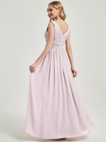 Pale Rose V Neckline Empire Pleated Chiffon Bridesmaid Dress - Zoe