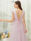 Pale Rose Tulle  Cap Sleeves Back Zip Comfort and Softness Bridesmaid Dress Collins  from NZ