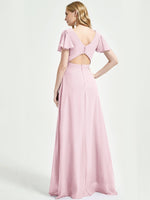 Blush Chiffon Fabric Bridesmaid Dress Ulanni