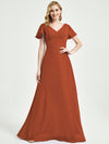 Burnt Orange Empire Bridesmaid Dress With A-line Silhouette