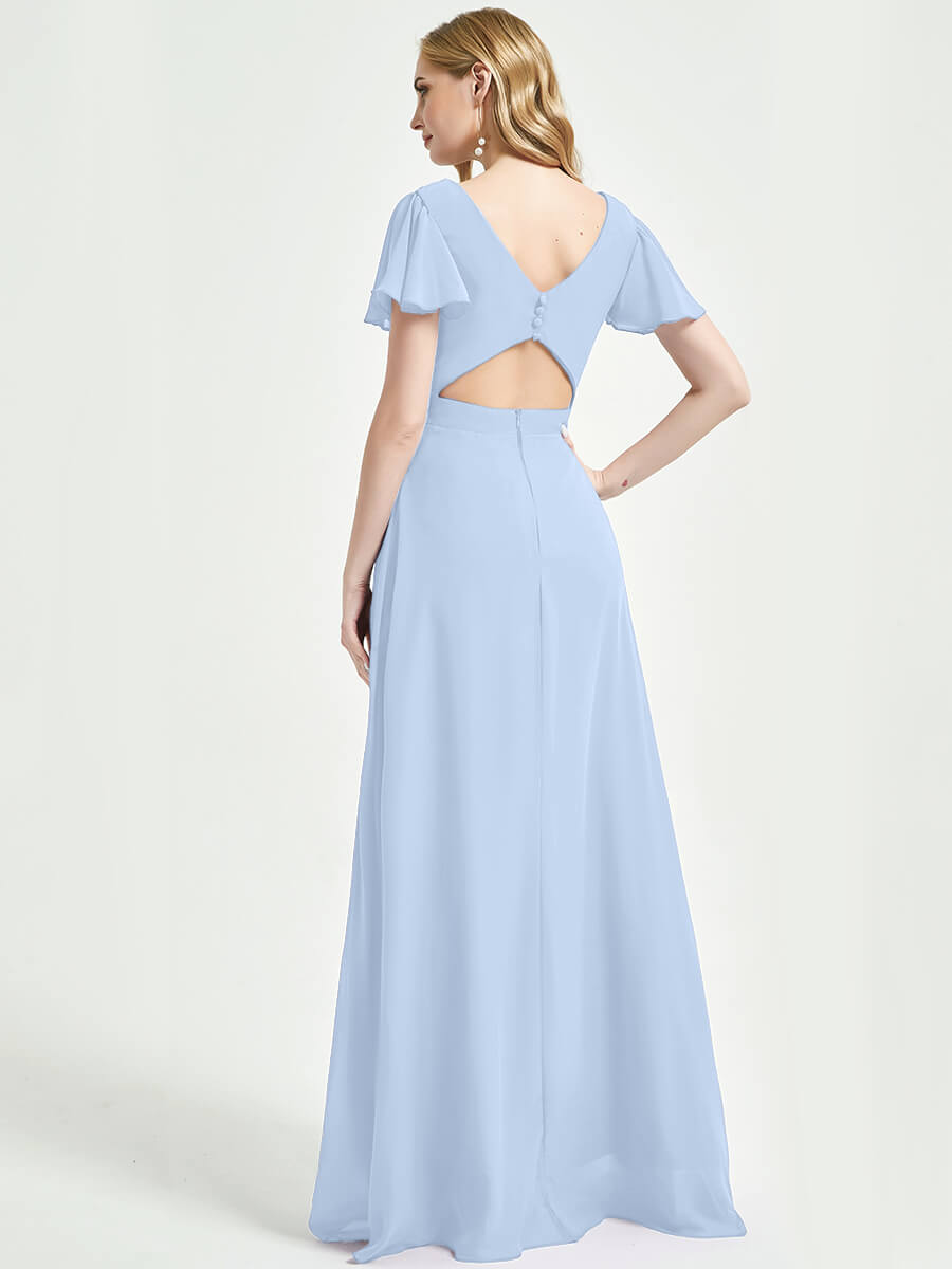 Cornflower Blue Empire Bridesmaid Dress With A-line Silhouette
