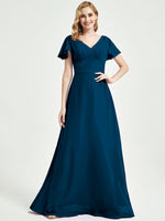 Ink Blue Empire Bridesmaid Dress With A-line Silhouette