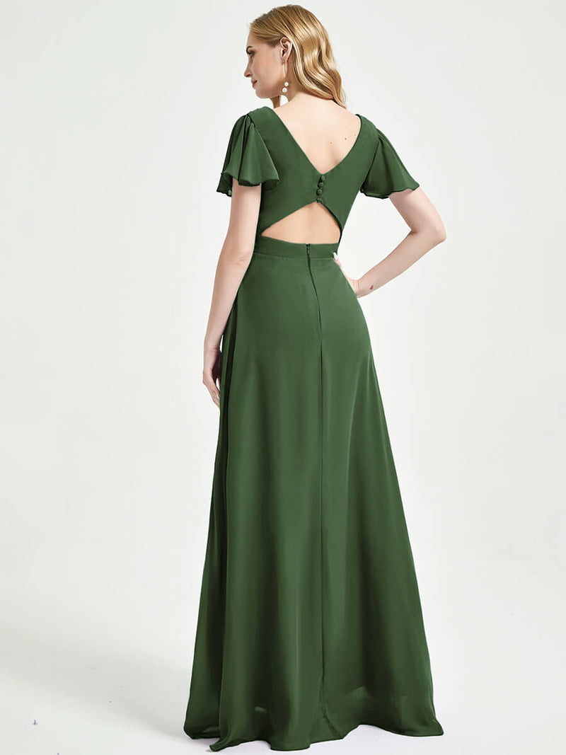 Olive Chiffon Bridesmaid Dress Ulanni