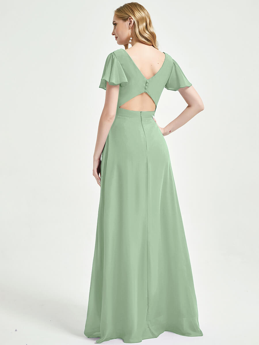 Sage Green Chiffon Bridesmaid Dress Ulanni