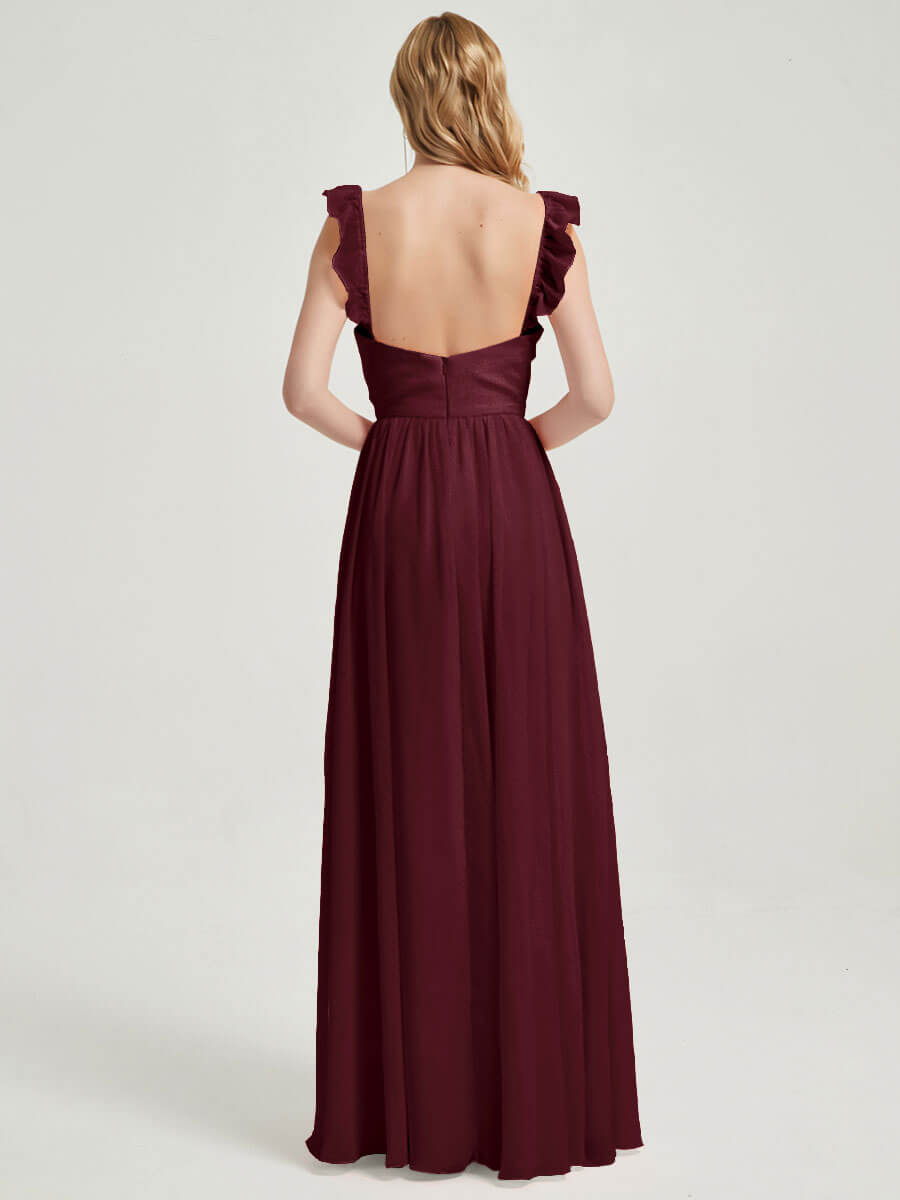 Burgundy CONVERTIBLE Chiffon Bridesmaid Dress-Wynne