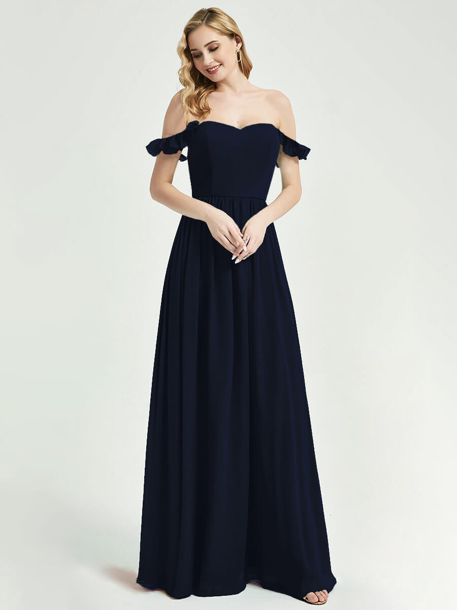 Dark Navy CONVERTIBLE Chiffon Bridesmaid Dress-Wynne