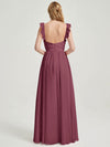 Detachable elastic ruffle arm straps CONVERTIBLE Chiffon Bridesmaid Dress-Wynne