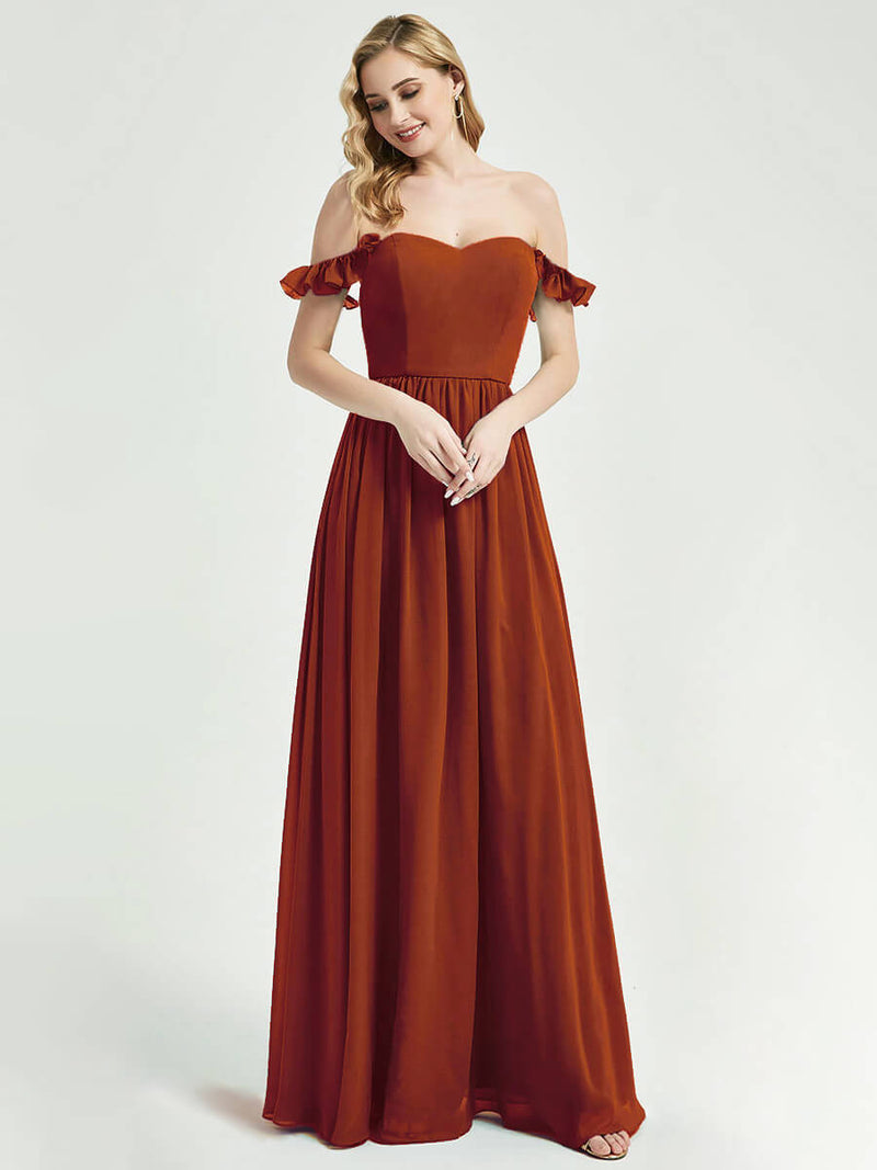 Rusty Red CONVERTIBLE Chiffon Bridesmaid Dress-Wynne