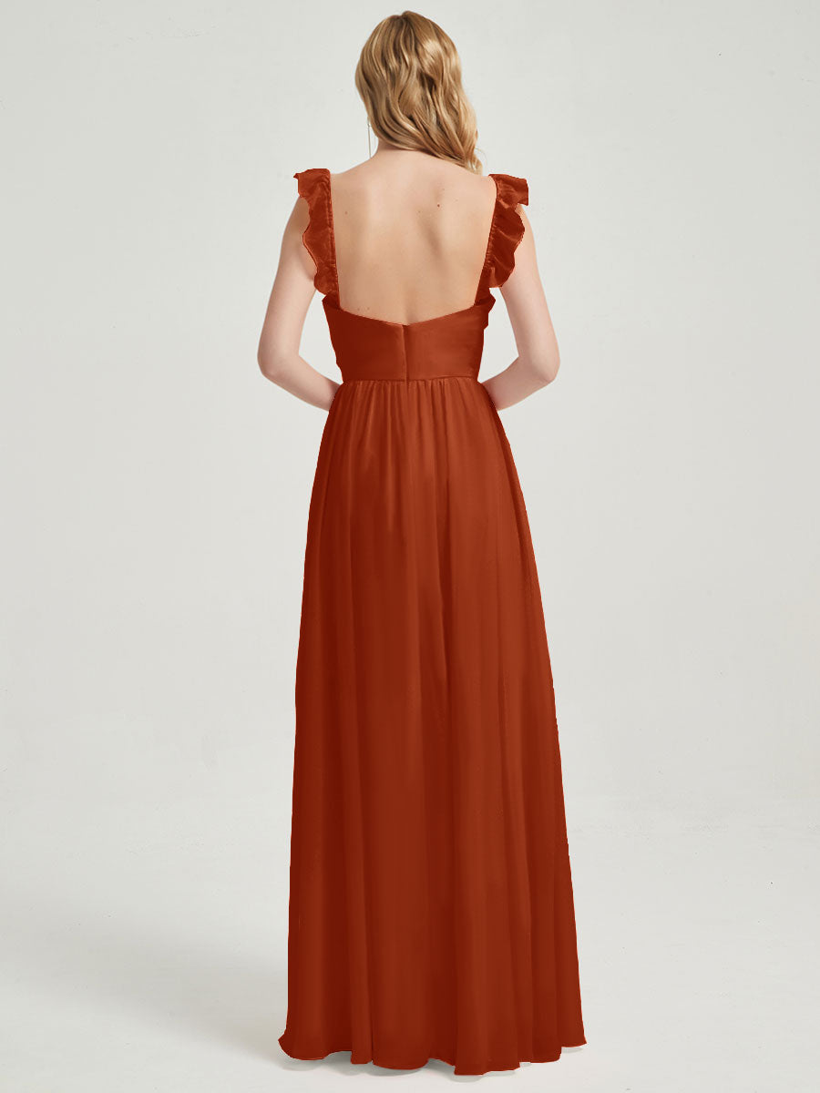 Rusty Red CONVERTIBLE Chiffon Bridesmaid Dress-Wynne