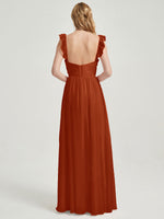 Rusty Red 3 In 1 Convertible Chiffon Floor Length Bridesmaid Dress