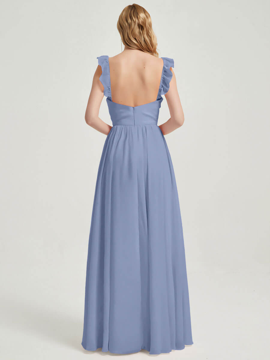 Slate Blue CONVERTIBLE Chiffon Bridesmaid Dress-Wynne