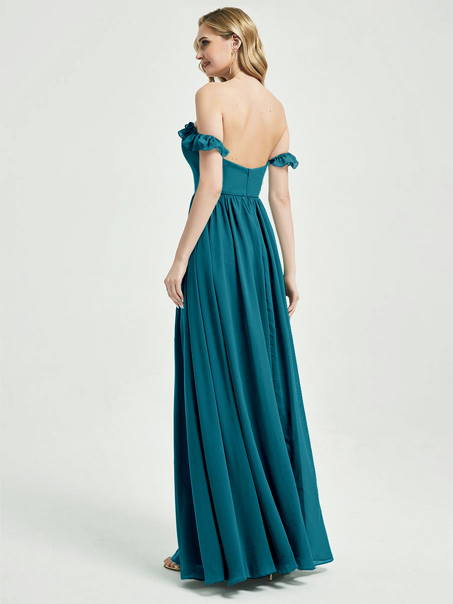 Teal CONVERTIBLE Chiffon Bridesmaid Dress-Wynne