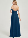 Ink Blue Pleated Convertible Floor Length Chiffon Bridesmaid Dress