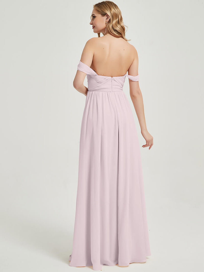 Pale Rose Pleated CONVERTIBLE Chiffon Bridesmaid Dress Kennedy